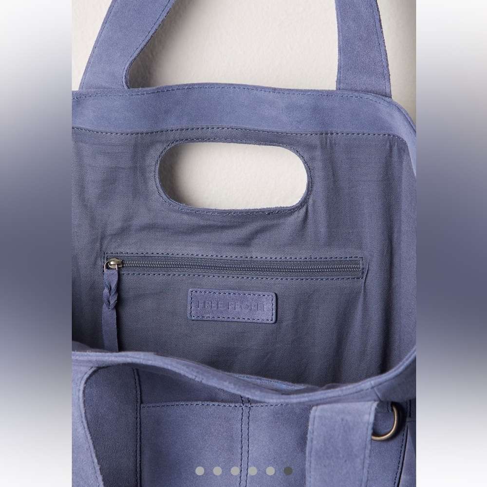 Free People Caravan Suede Tote Bag in Dusty Blue Denim - Picture 6 of 17